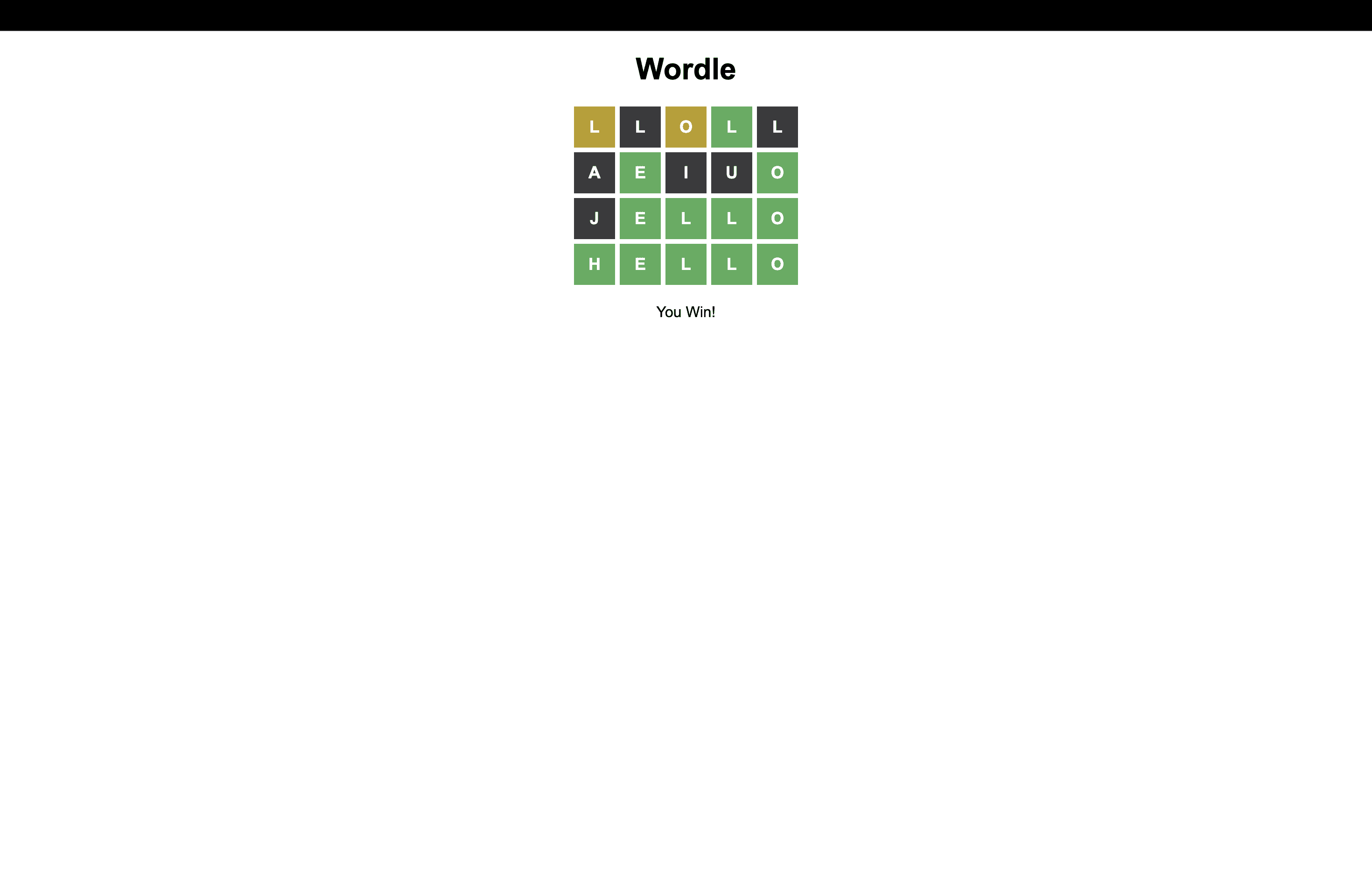 ReactJS Wordle Remake screenshot
